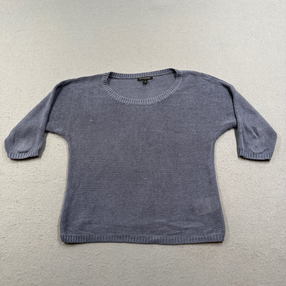 Banana‎ Republic Sweater Women's Small Gray 3/4 Sleeve Knit Scoop Neck Pullover